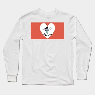 Red Mermaid Heart Nautical Light Blue Atlantic Fossils Shark Tooth Print Long Sleeve T-Shirt